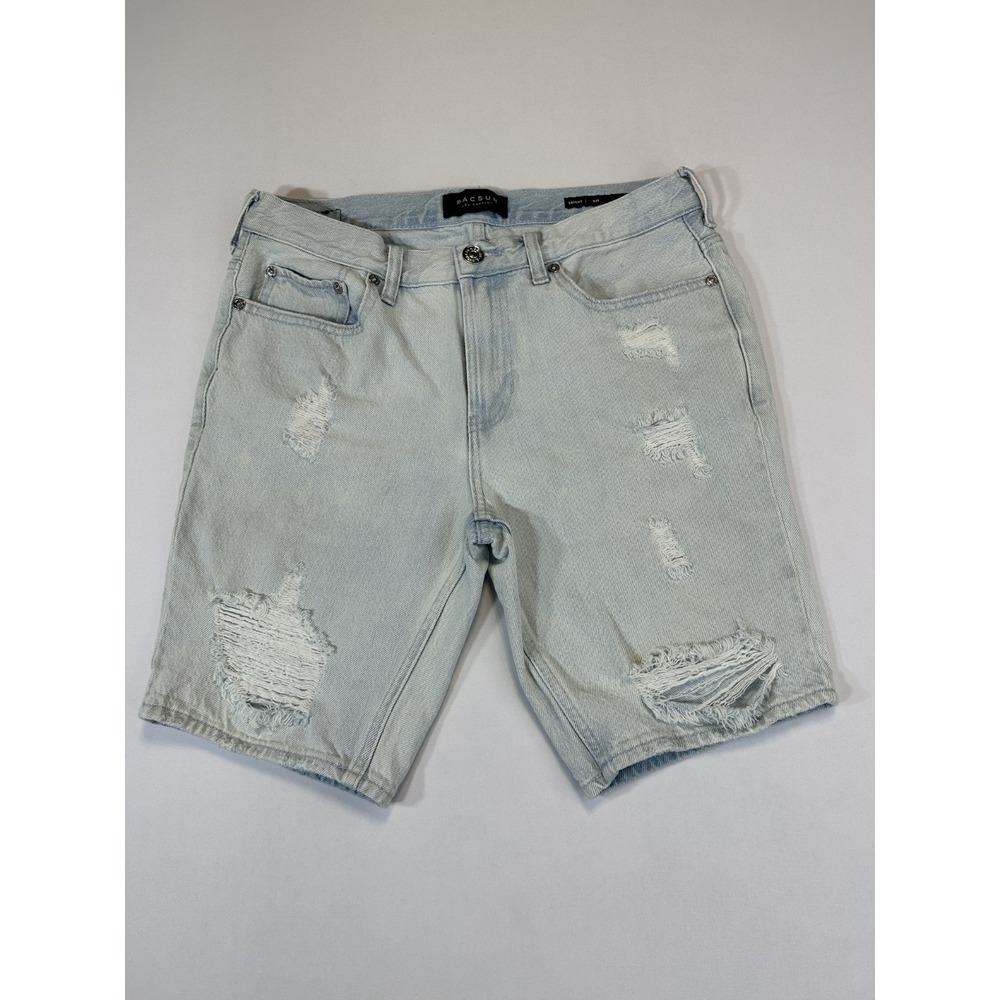 PacSun Skinny Denim Shorts Mens Light Wash Distressed Ripped Jean Shorts 32